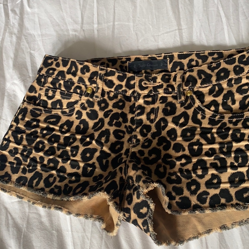 Juicy Couture cheetah print jean shorts